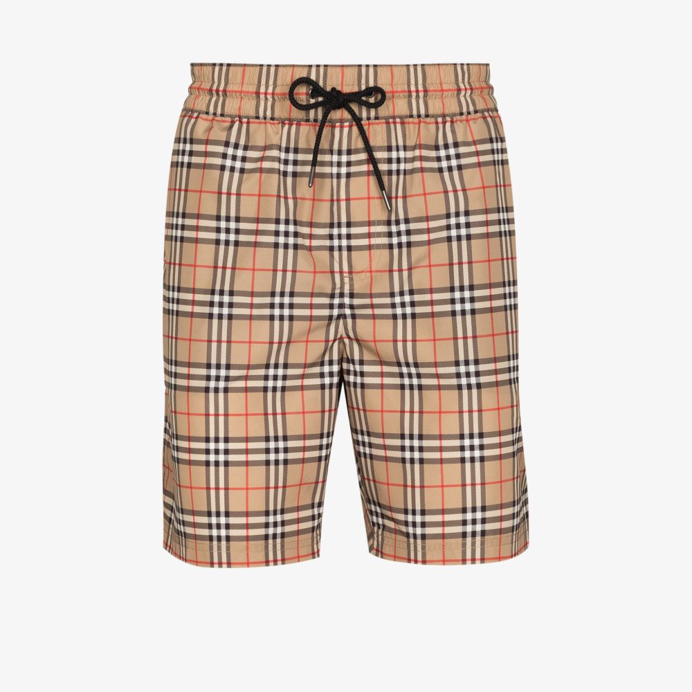 Shop Burberry Neutral Vintage Check Drawcord Swim Shorts - Men's - Polyester In Neutrals