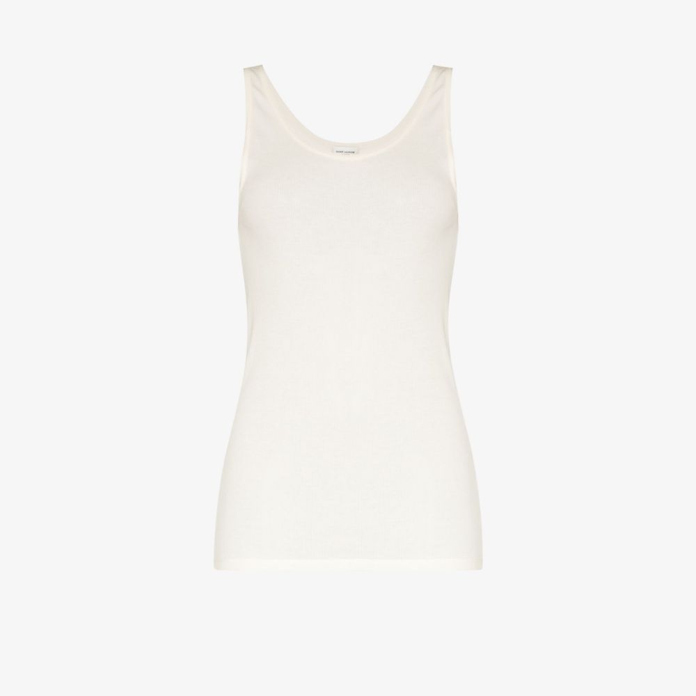 Saint Laurent Ribbed Modal And Cotton-blend Jersey Tank In White