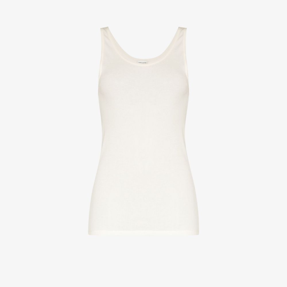 Shop Saint Laurent White Scoop Neck Tank Top