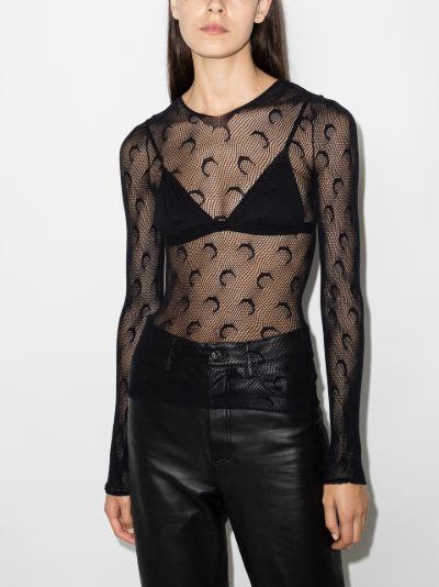 Marine Serre crescent moon fishnet top | Browns