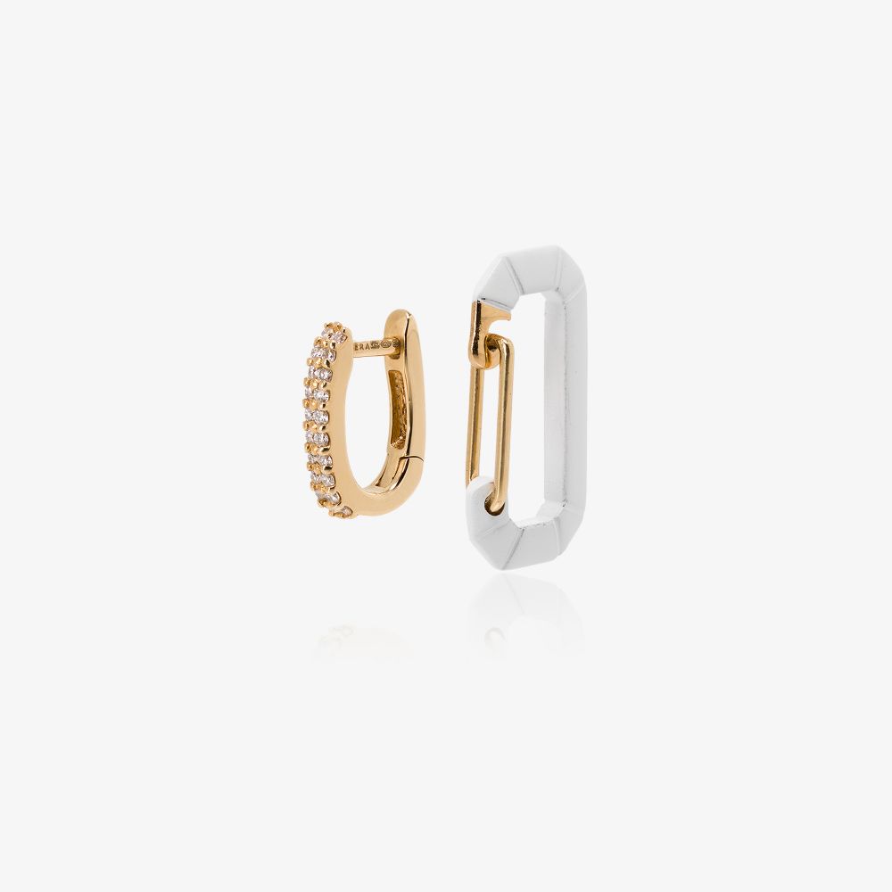 Eéra 18k Yellow Gold Chiara Small Diamond Earring In White