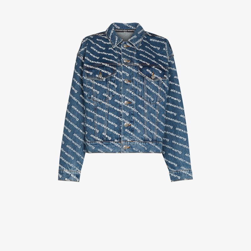 alexander wang logo print denim jacket