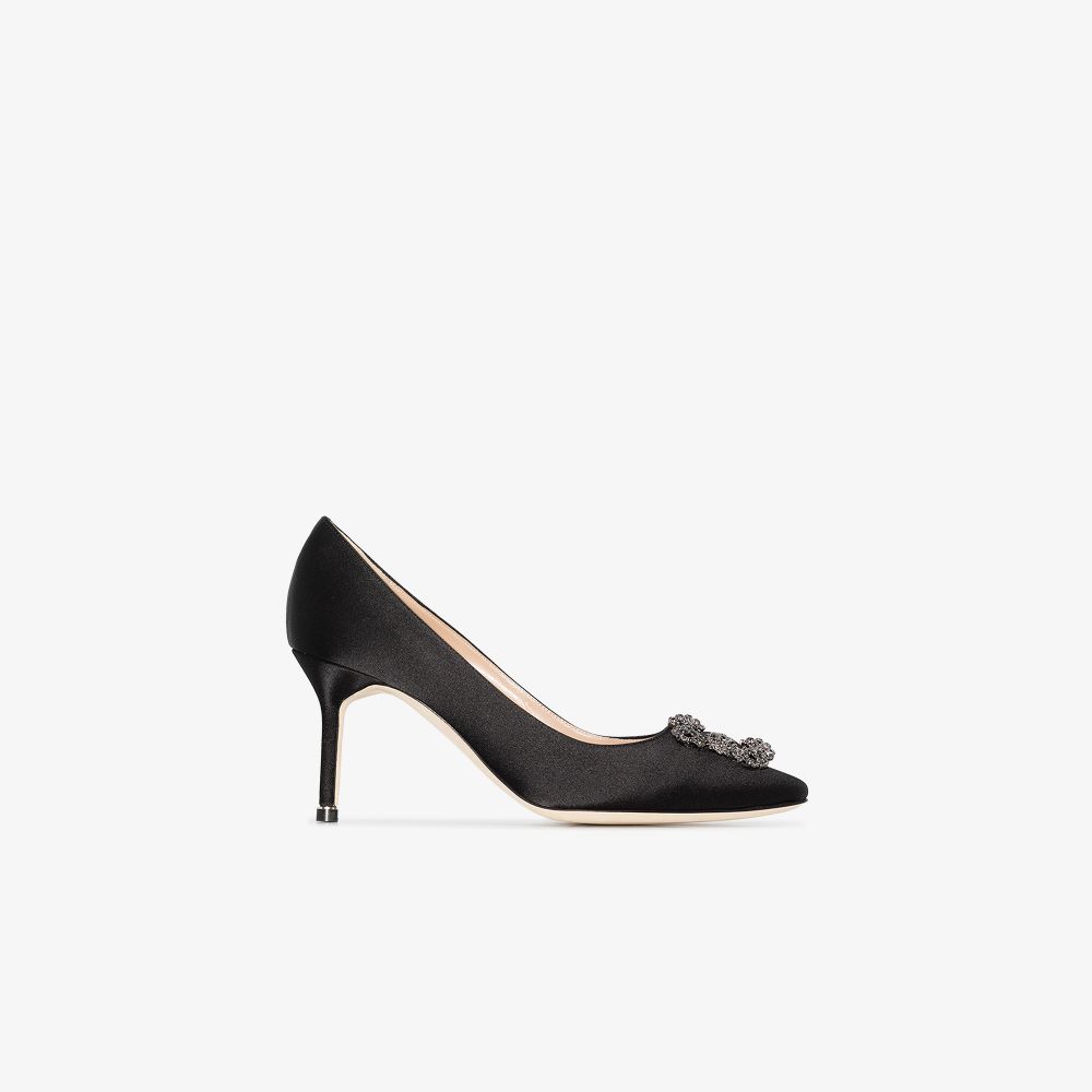 MANOLO BLAHNIK BLACK HANGISI 70 SATIN PUMPS 9XX066215678467