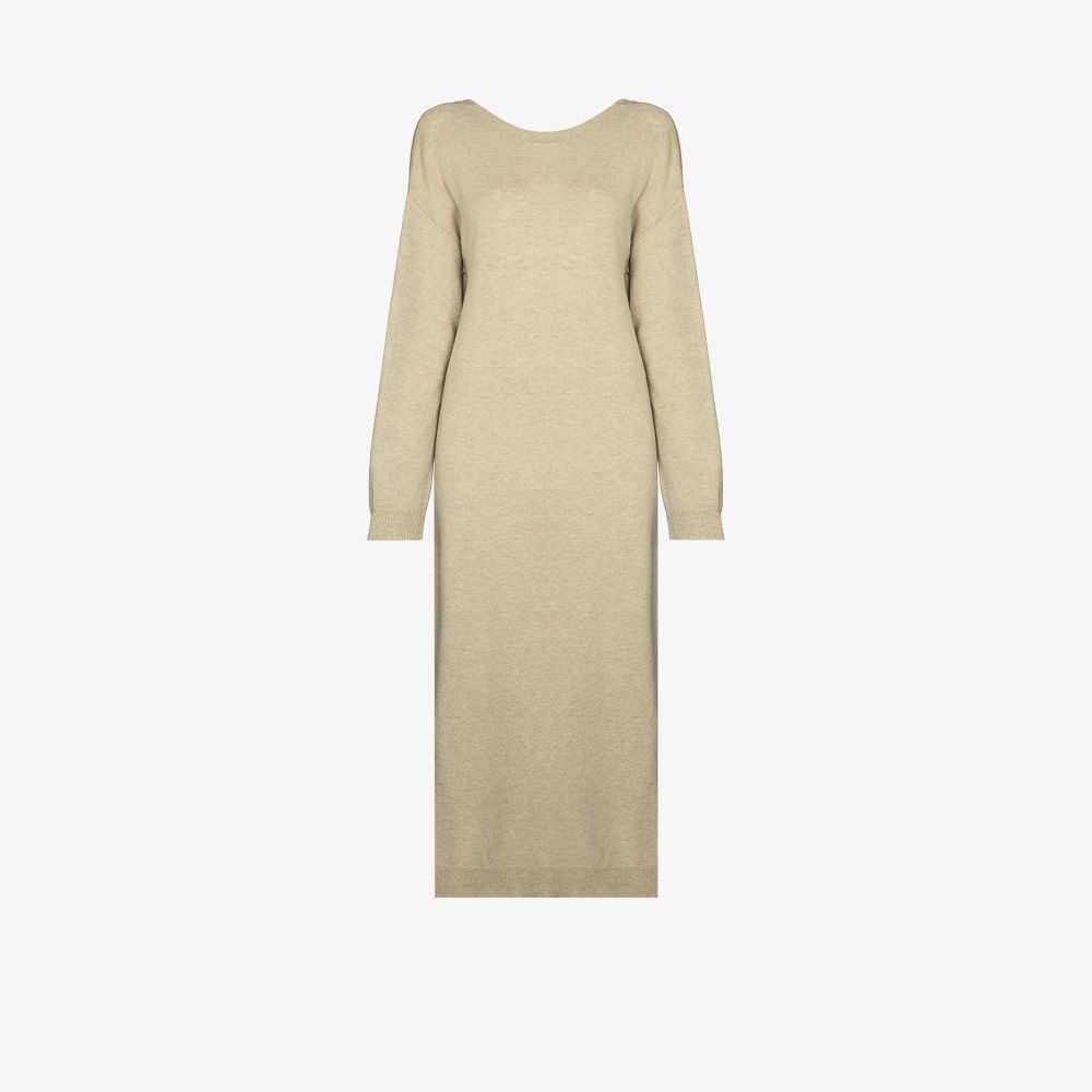 Remain Birger Christensen 'valcyrie Open Back' Merino Wool Midi Dress In Grün