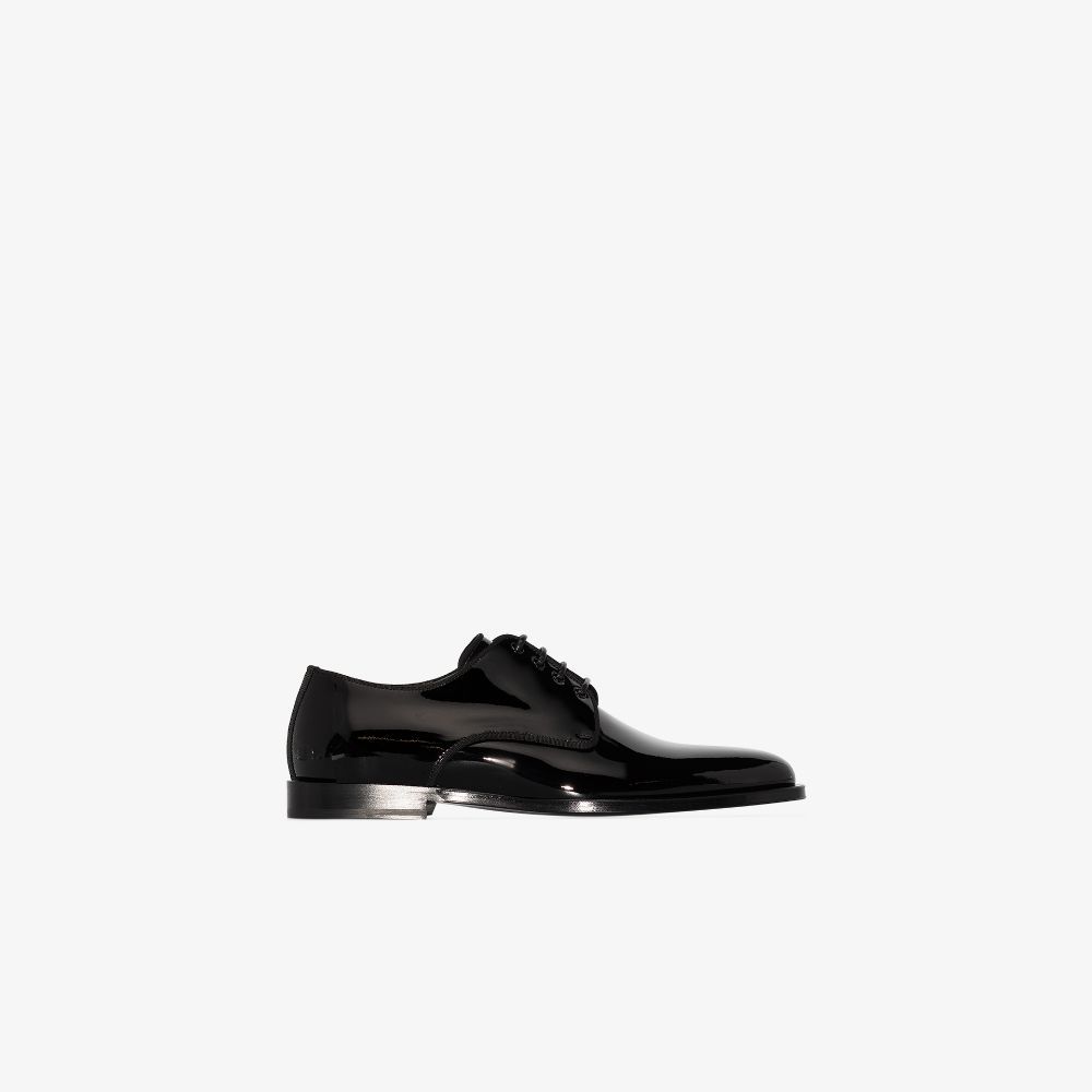 Dolce & Gabbana Derby Lace-up Shoes In Patent Leather In Black