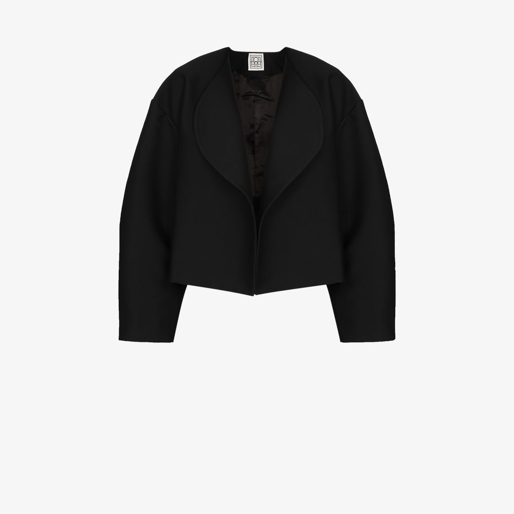 Totême Balloon-sleeve Collarless Bomber Jacket In Black