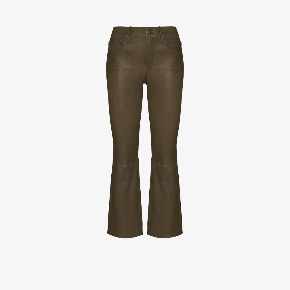 Frame Le Crop Mini Boot Leather Jeans In Grün