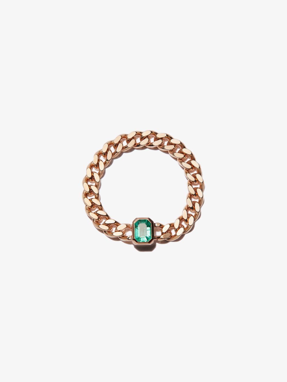 14K Yellow Gold Chain Emerald Ring