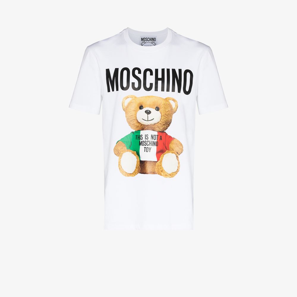 MOSCHINO WHITE LARGE TEDDY BEAR COTTON T-SHIRT,V0720204016081502