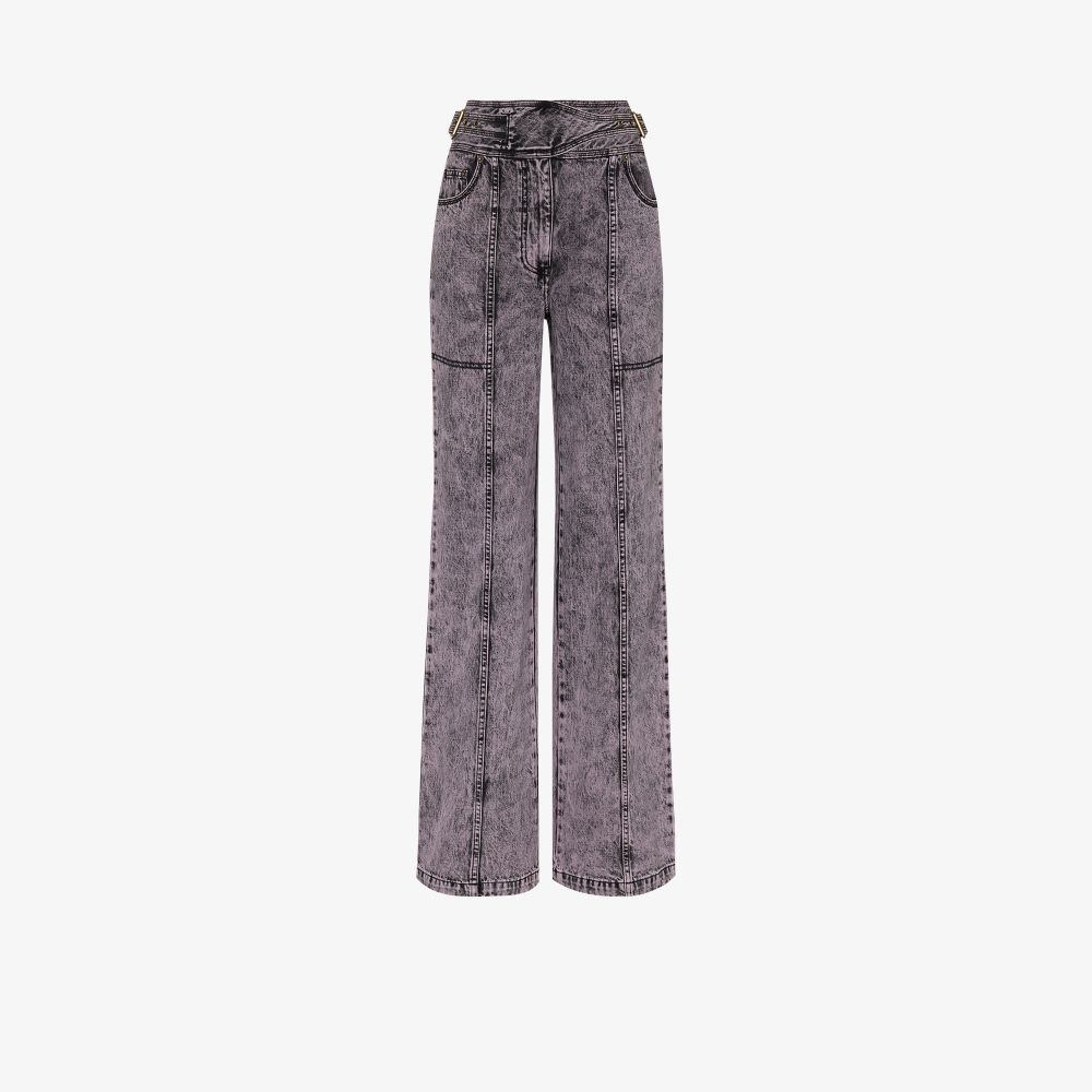 Ulla Johnson Albie Belted Acid-wash High-rise Wide-leg Jeans In Violett