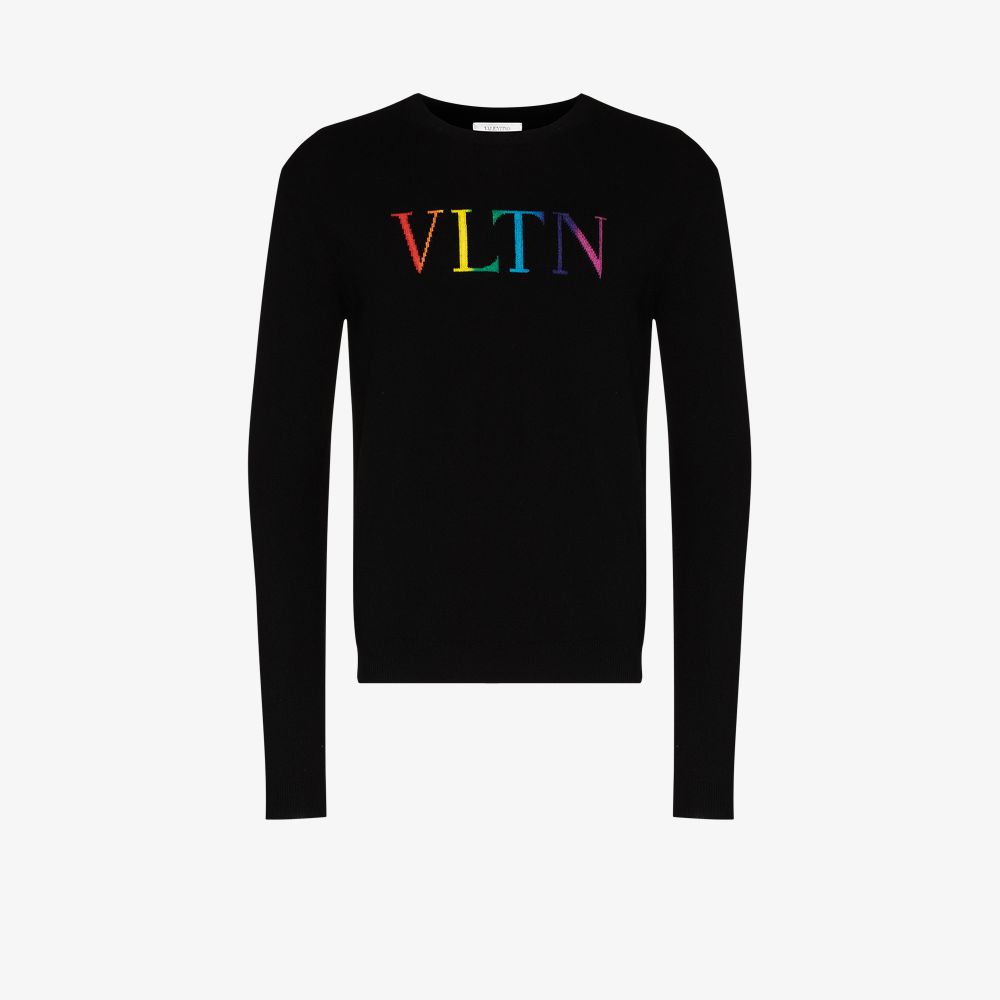 VALENTINO BLACK VLTN RAINBOW LOGO SWEATER,VV3KC14C76116111303