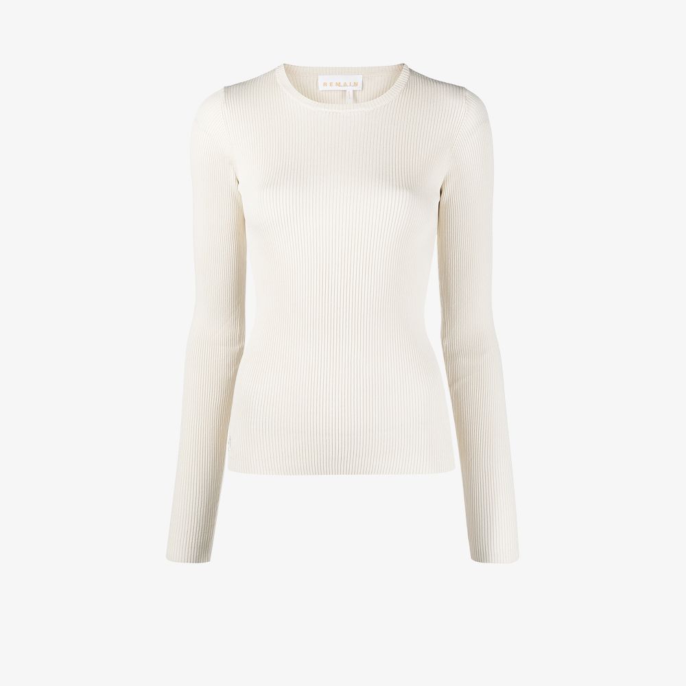 Remain Birger Christensen Basel Long Sleeve Open Back Knit Sweater In Nude