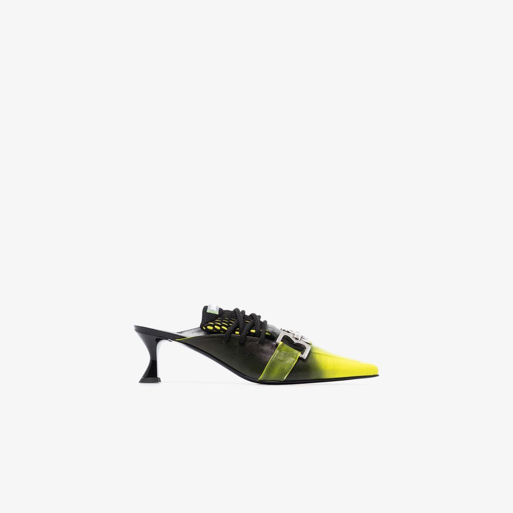 Black And Yellow 60 Embellished Leather Mules