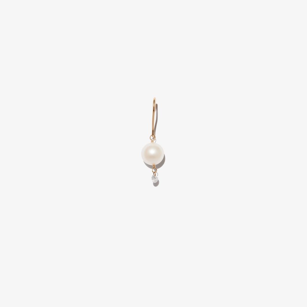Persée 18kt Yellow Gold Rain Song Pearl And Diamond Drop Earring In Gold