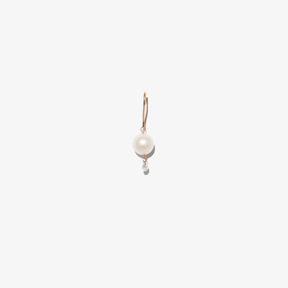 Shop Persée 18k Yellow Gold Rain Song Pearl And Diamond Earring