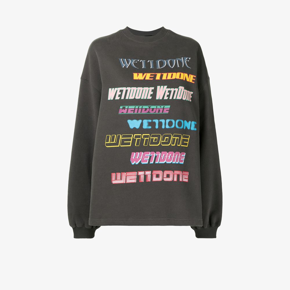 We11 Done Logo Print Sweatshirt - Women's - Cotton/polyester/polyurethane In Grey
