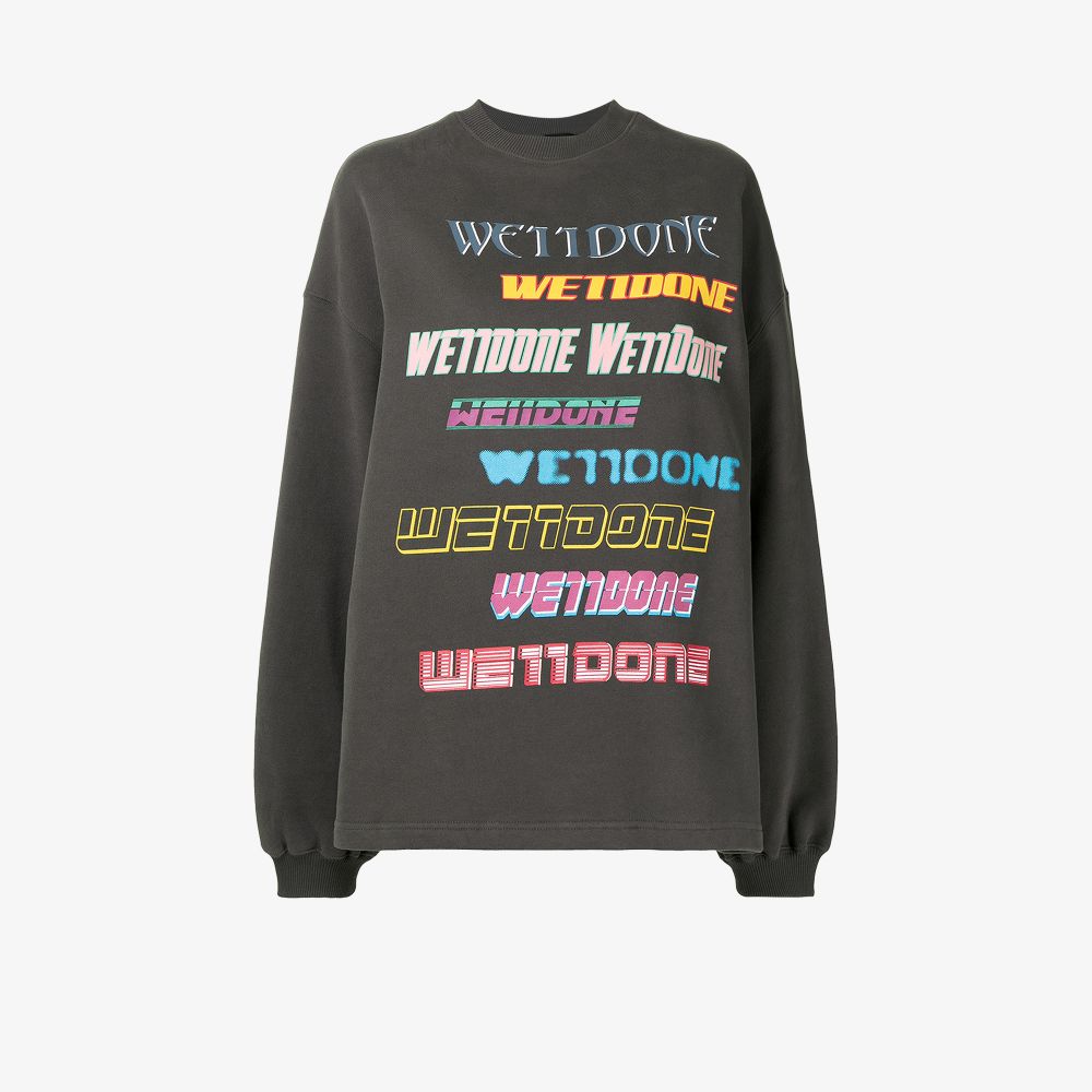 Shop We11 Done Logo Print Sweatshirt In Grey