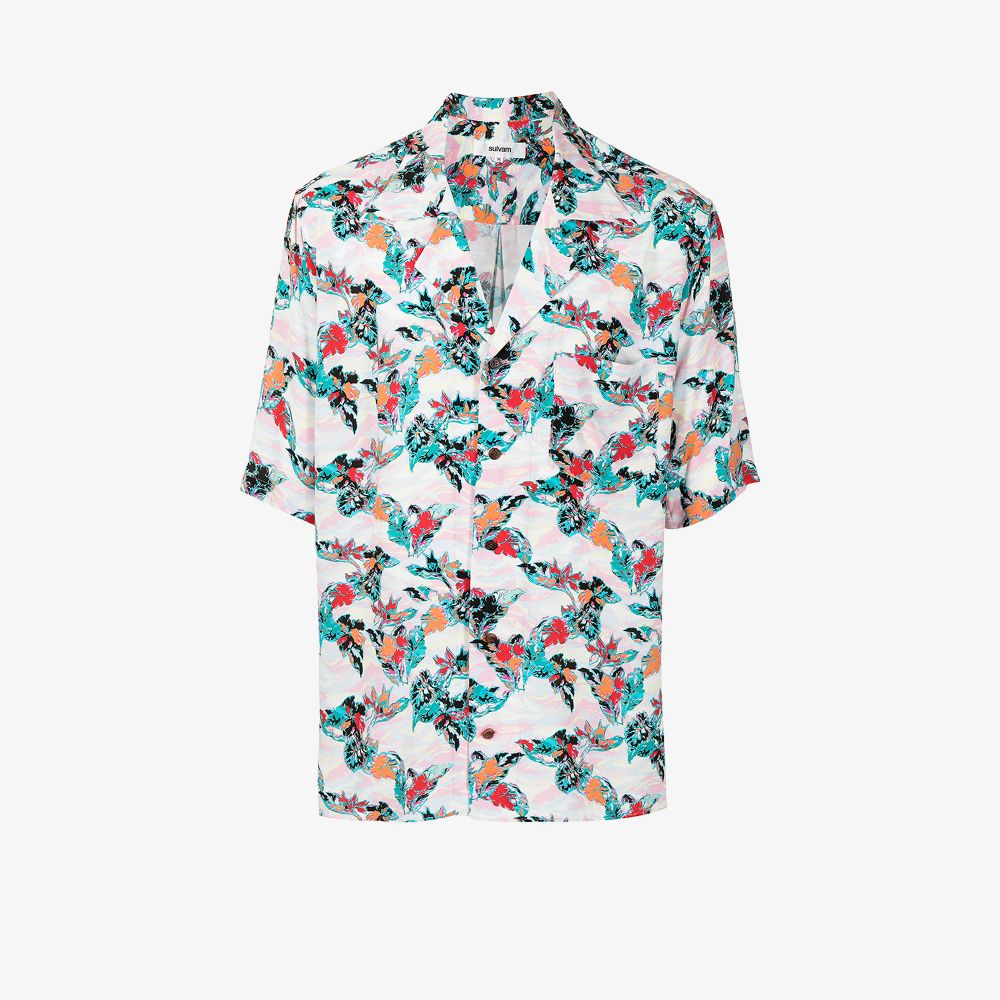 Sulvam Floral-print Hawaiian Shirt In Multicolour