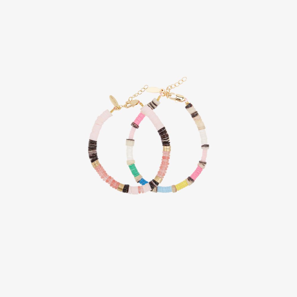 Allthemust Gold-plated Beaded Bracelet Set In Pink