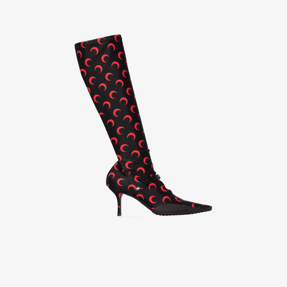 MARINE SERRE BLACK CRESCENT MOON 50 PRINTED BOOTS,F031ICONWFW21JERPA000416494478