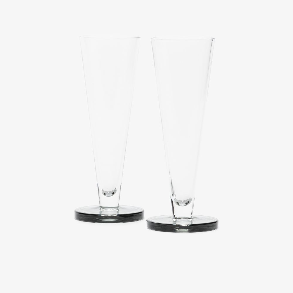 Tom Dixon Puck Set Of Two Flute Glasses In Neutrals