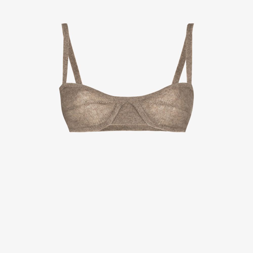 Khaite Eda Knitted Cashmere Bralette In Neutrals
