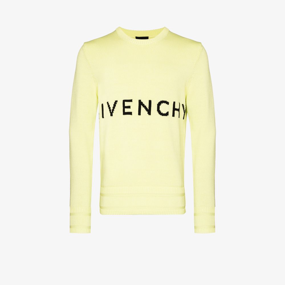 Givenchy Logo Intarsia Cotton Sweater In Gelb | ModeSens