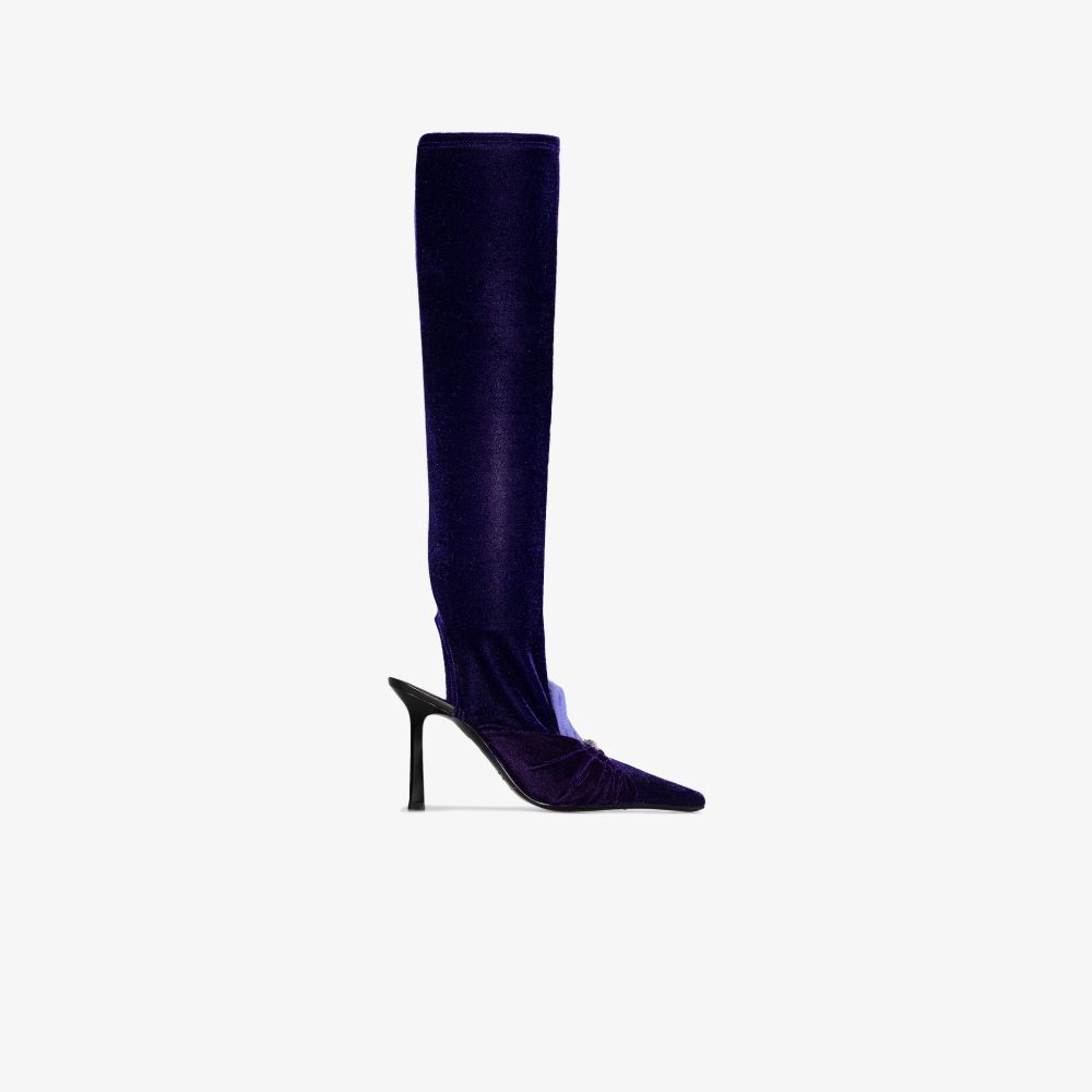 Purple 95 Velvet Knee-High Boots