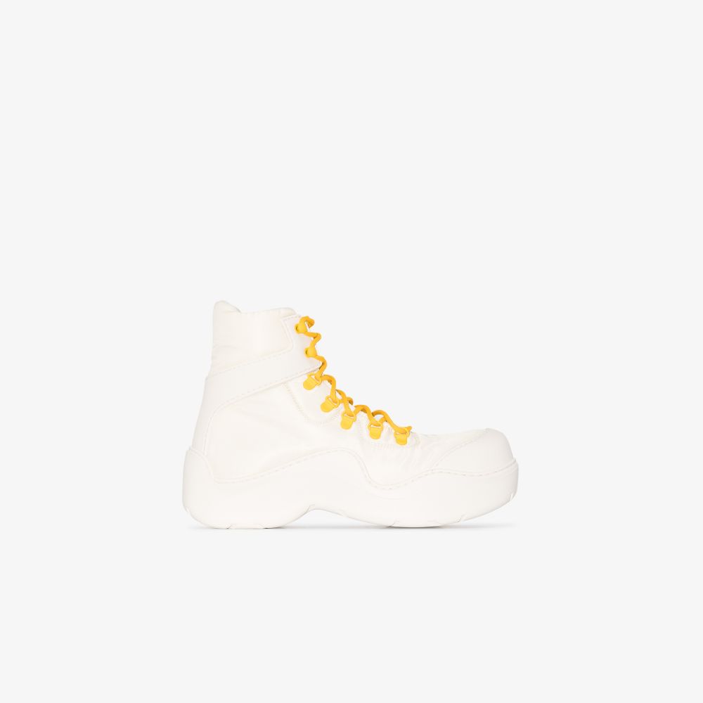 Shop Bottega Veneta White Puddle Leather Ankle Boots