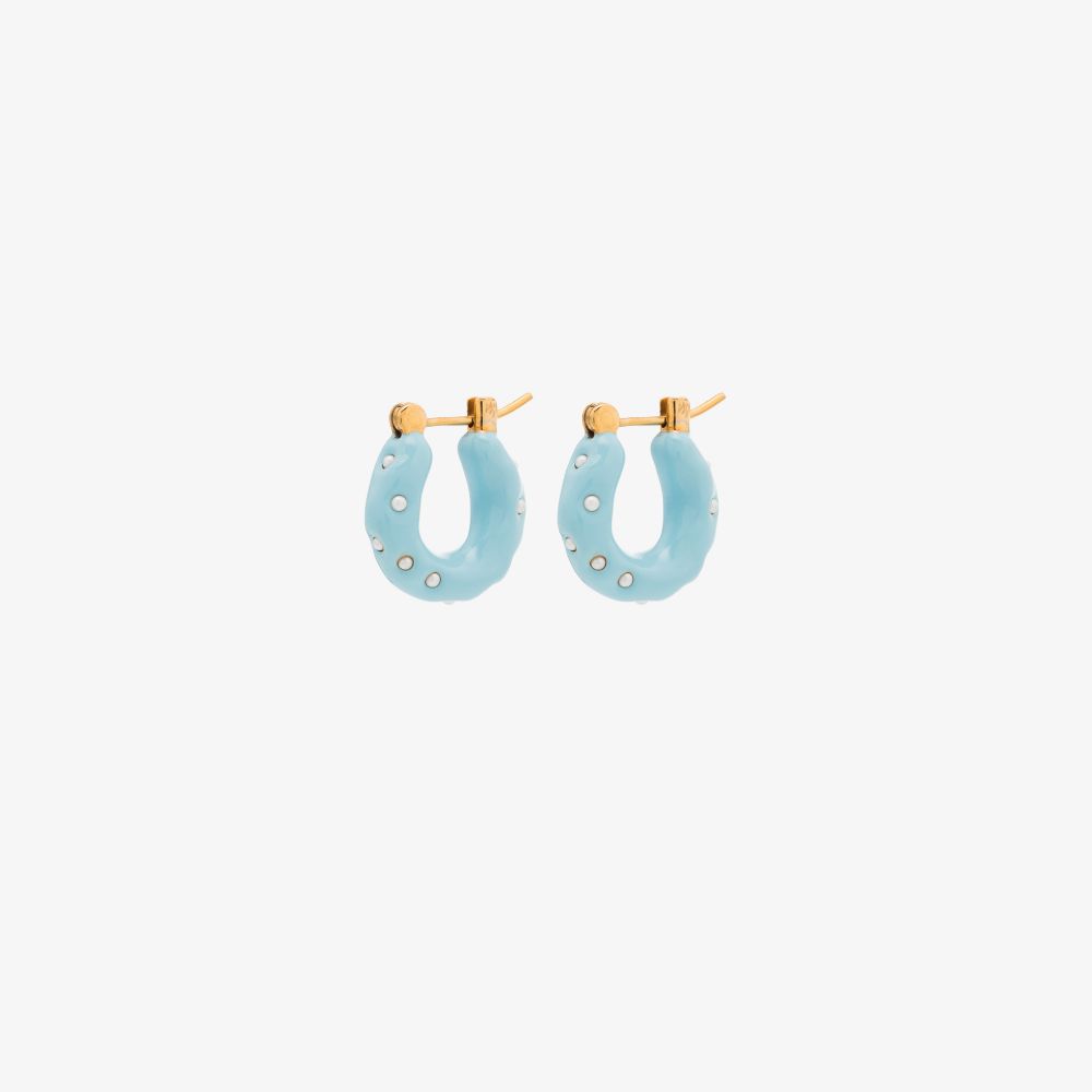 Joanna Laura Constantine Gold-Plated Waves Pearl Enamel Hoop Earrings