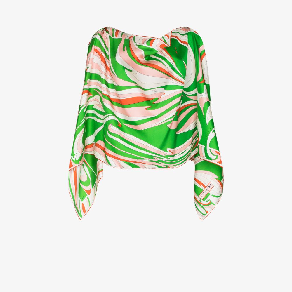 EMILIO PUCCI VORTICI PRINT SILK PONCHO TOP,1RGB361RV3616814223