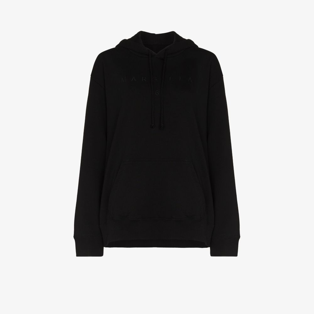 Mm6 Maison Margiela Embroidered Logo Hoodie In Black