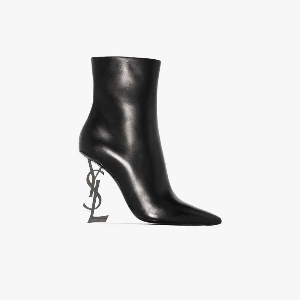 Saint Laurent Black Opyum 105 Leather Ankle Boots