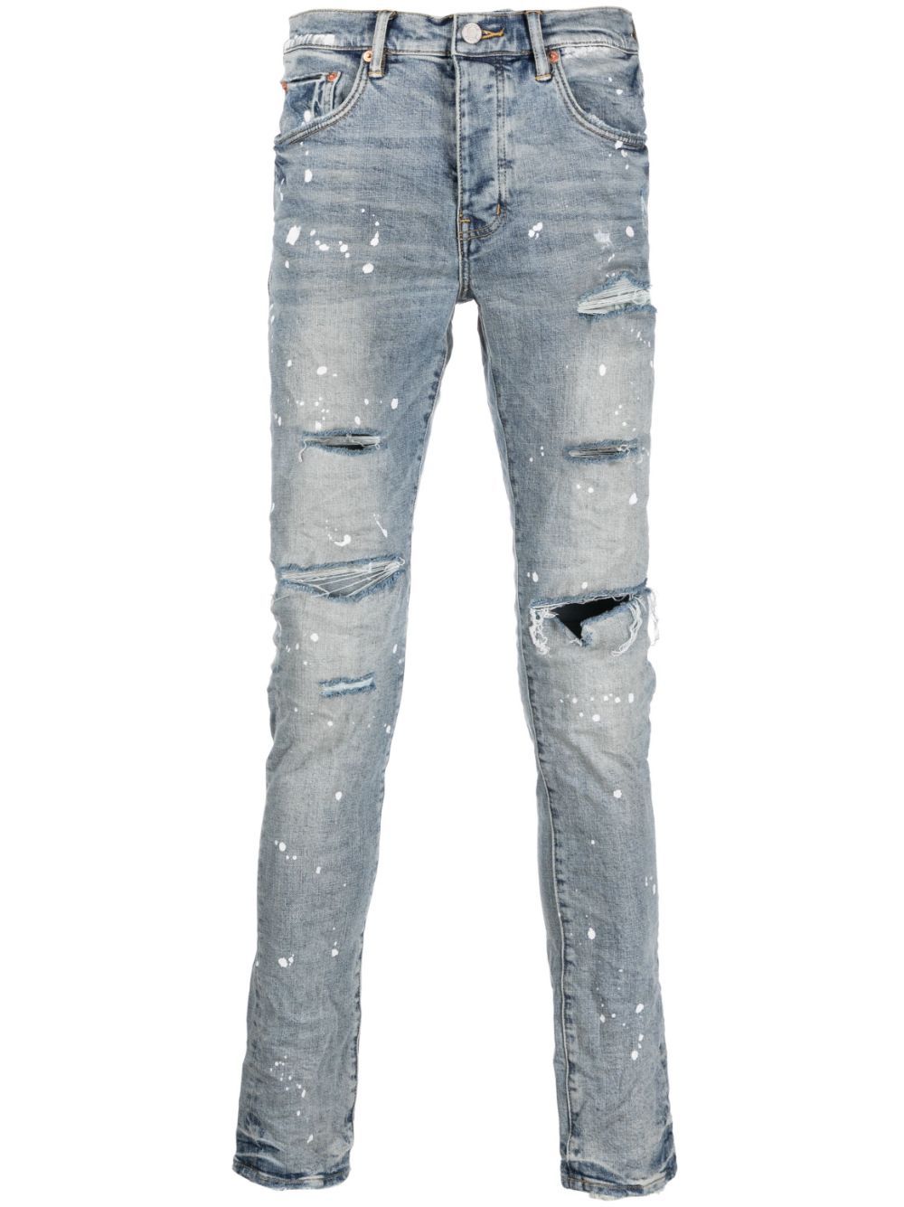 Blue Splashed Ripped Jeans