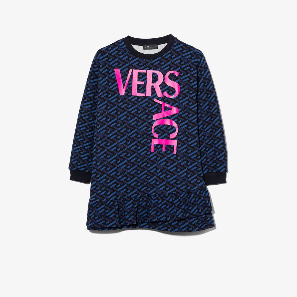 VERSACE MONOGRAM LOGO COTTON SWEATSHIRT DRESS,10016801A0186516905989