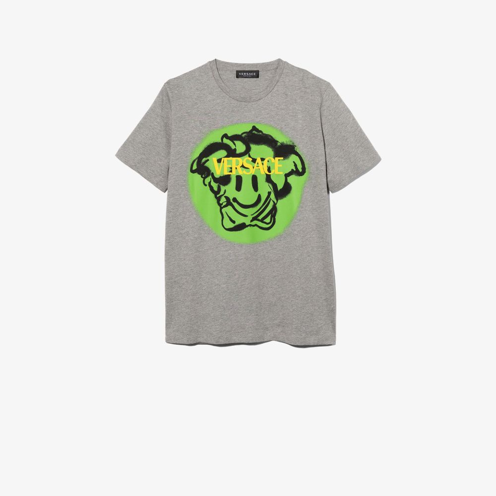 Click to view more detailed imagery on our partner's website Versace Teen Medusa Emoji Print T-shirt In Grey