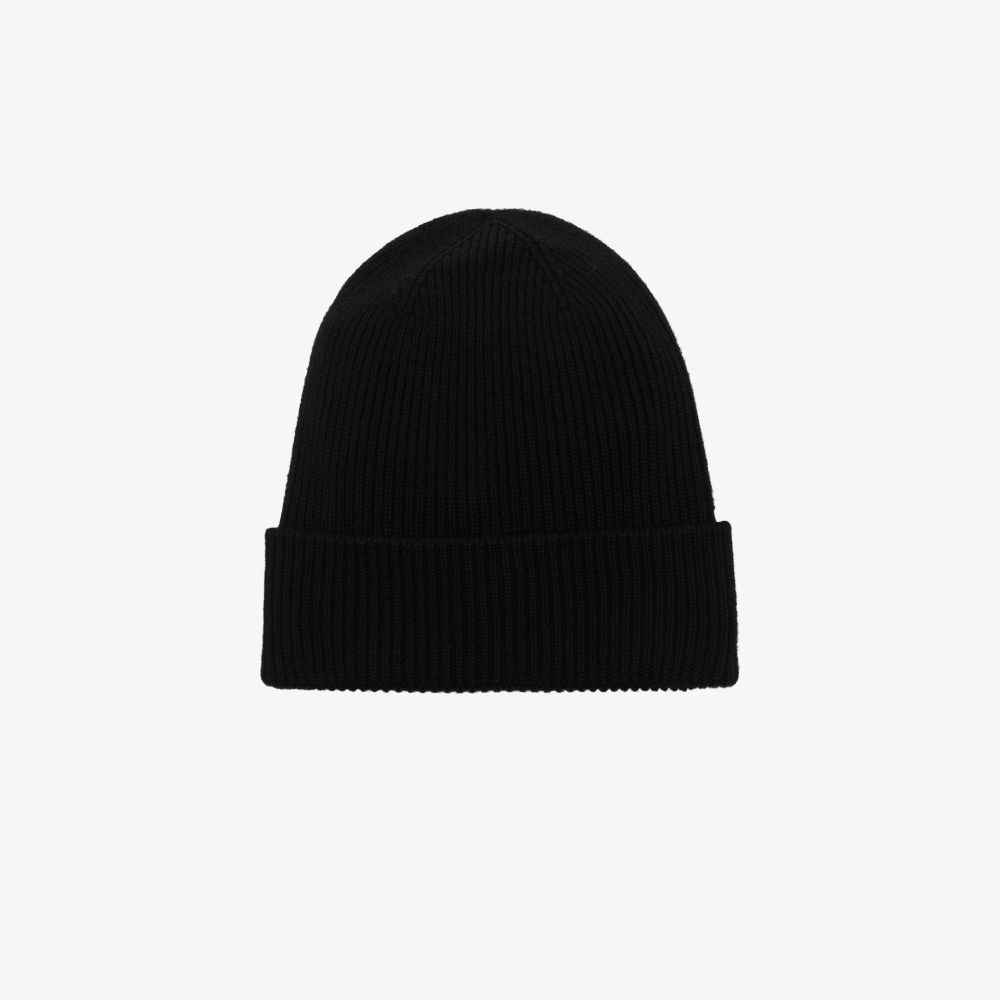 Moncler Black Logo Wool Beanie Hat