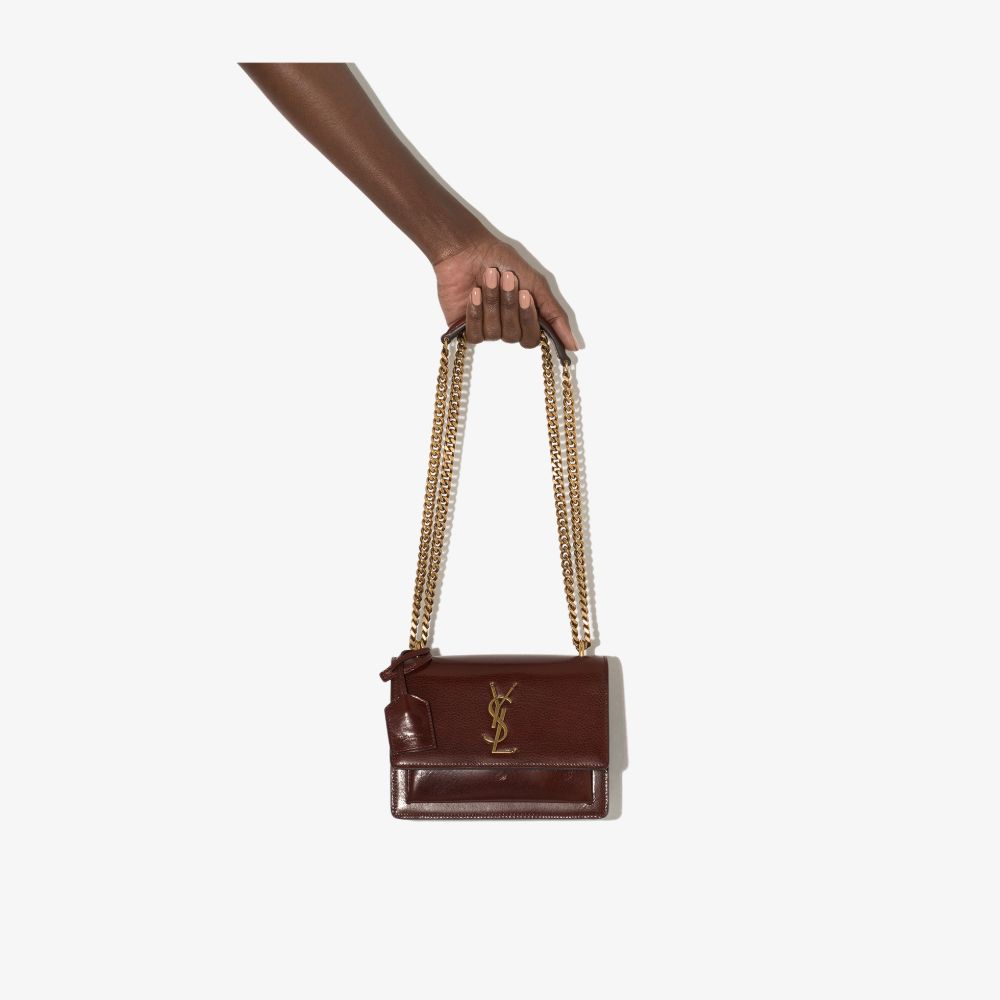 Saint Laurent Brown Sunset Medium Leather Shoulder Bag In Brown
