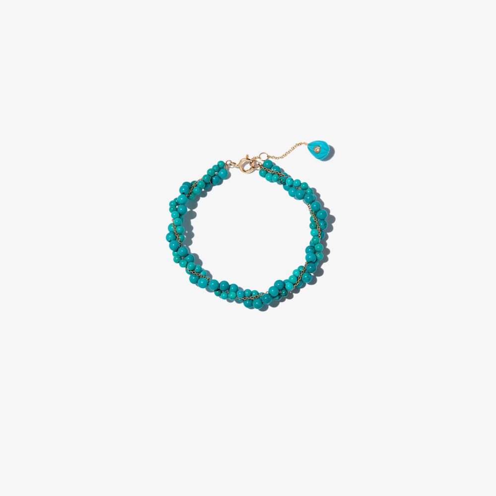 Yvonne Léon 9k Yellow Gold Topaz And Turquoise Bead Bracelet In Gold