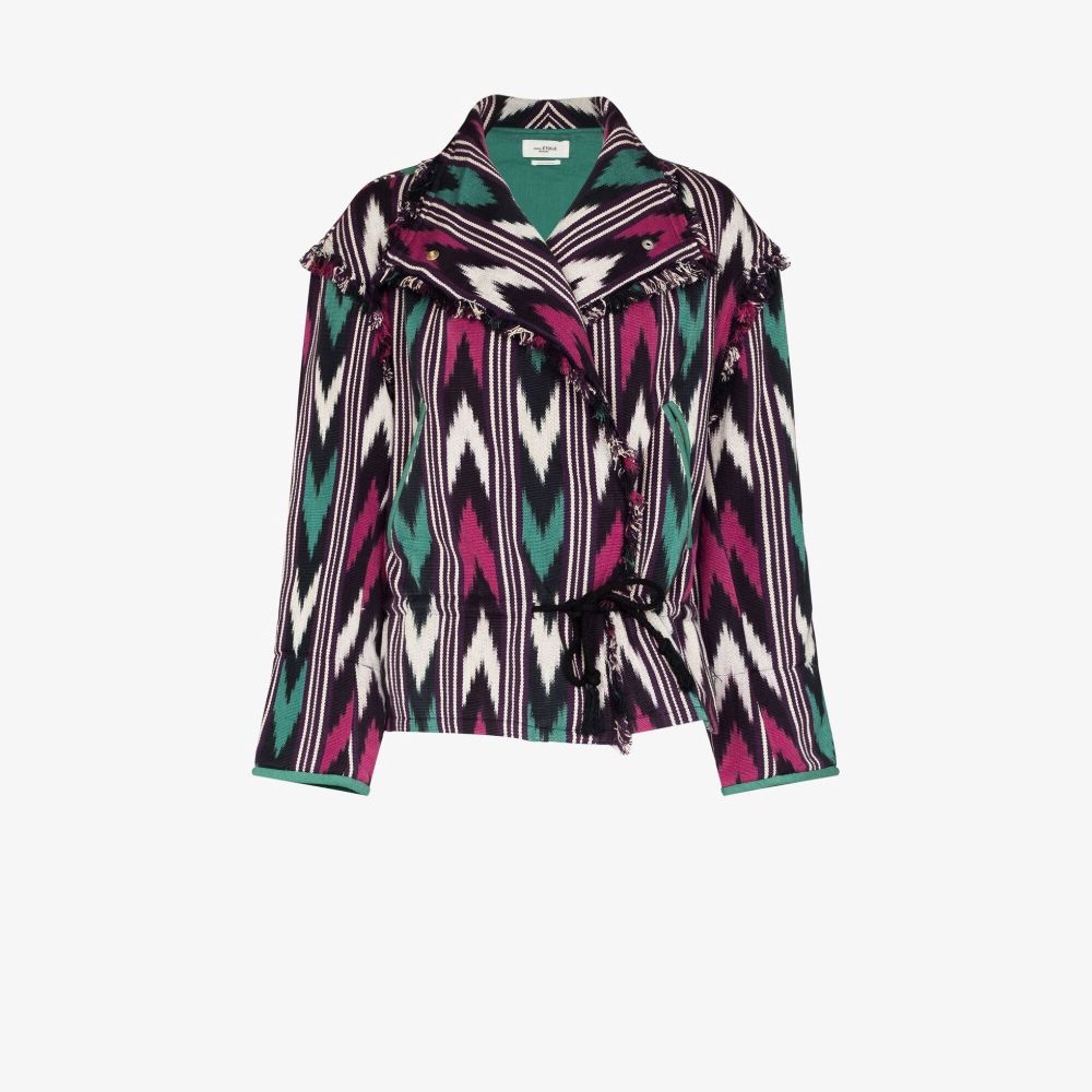 Isabel Marant Étoile Geometric-print Fringed Jacket In Purple