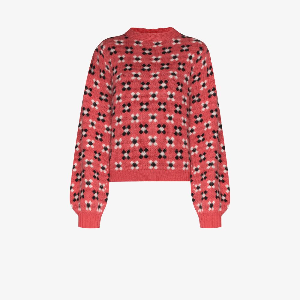 SHRIMPS HANNIE JACQUARD SWEATER,HAKNREDBLACK20SH17069732