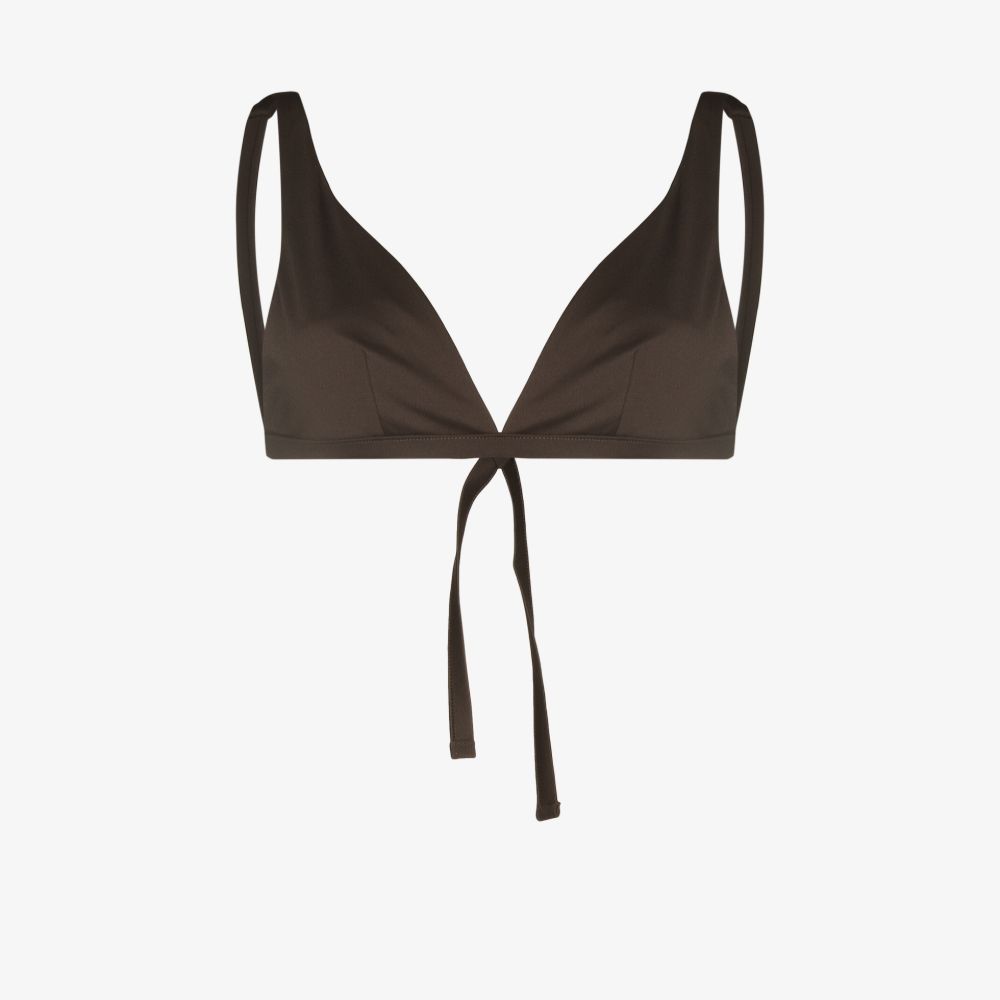 Asceno Cannes V-neck Bikini Top In Brown