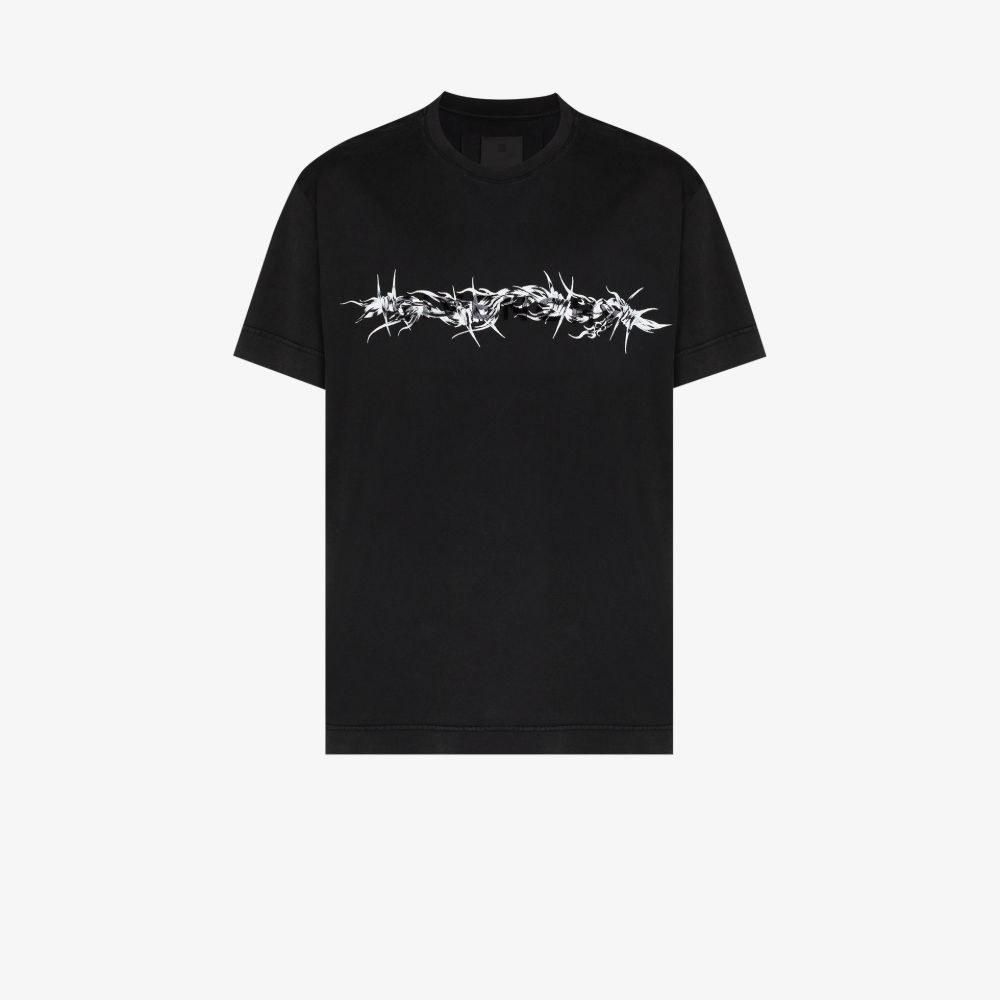 GIVENCHY BARBED WIRE LOGO PRINT T-SHIRT,BM716Y3Y6B17154589