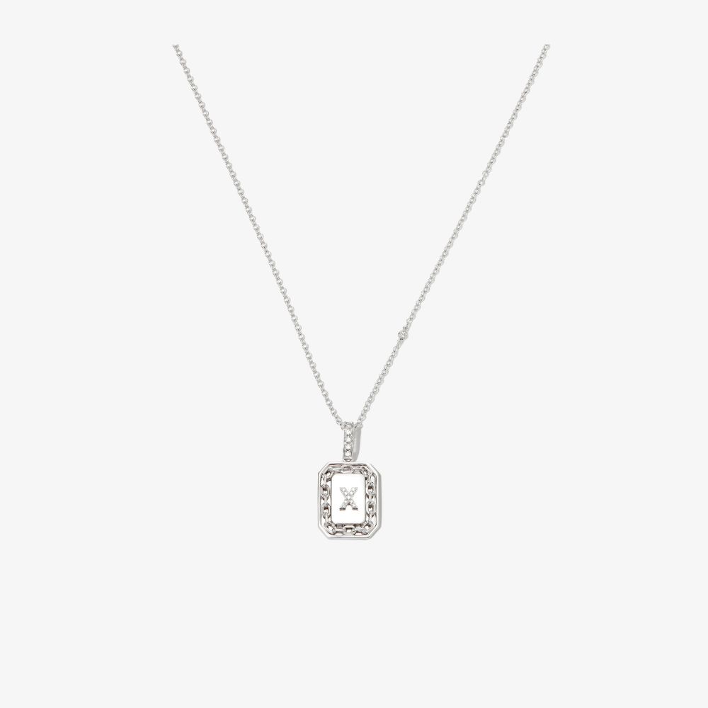 Shay 18k White Gold X Initial Diamond Pendant Necklace In Silver