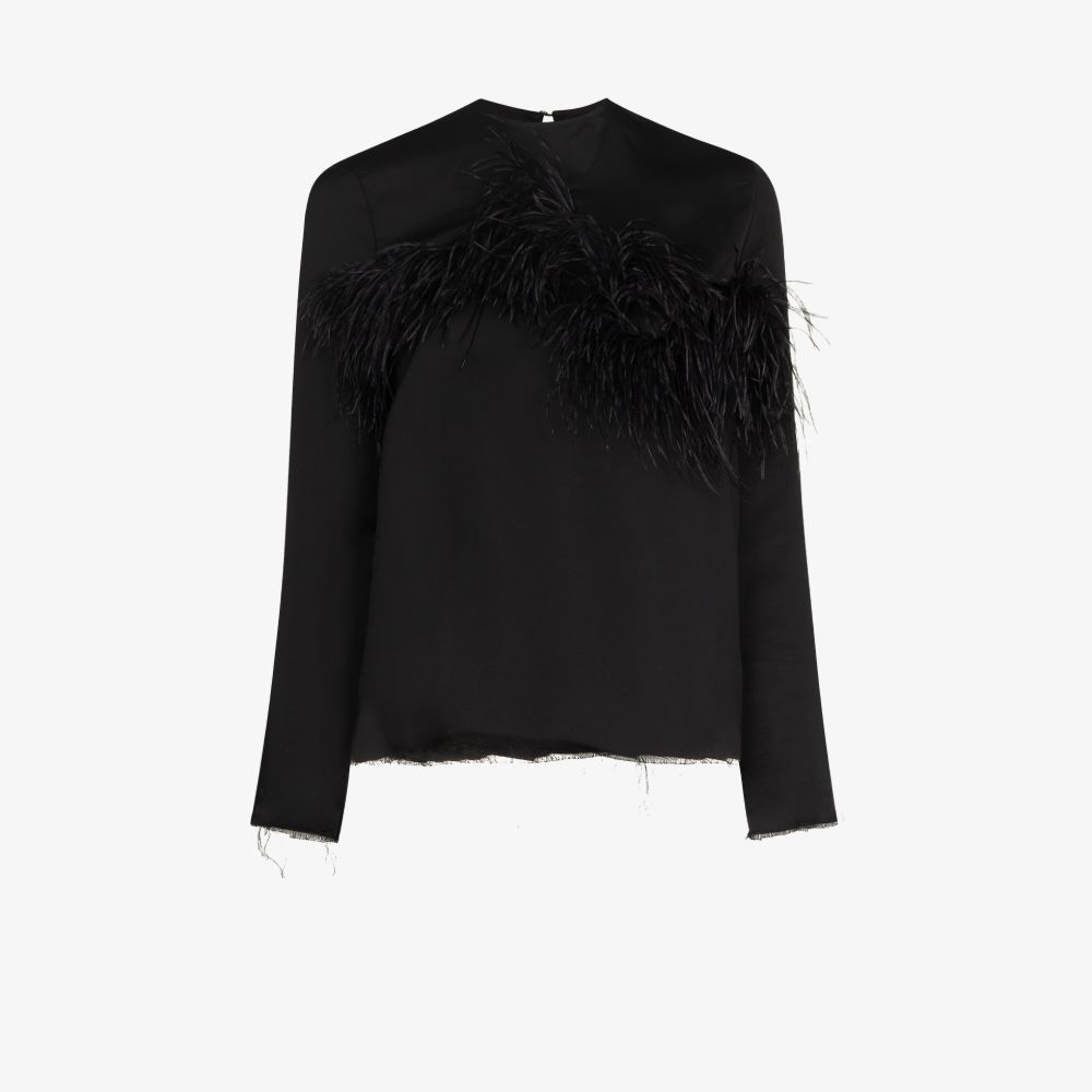 MARQUES' ALMEIDA FEATHER TRIM LONG SLEEVE TOP RST22TP0286LNN17206560