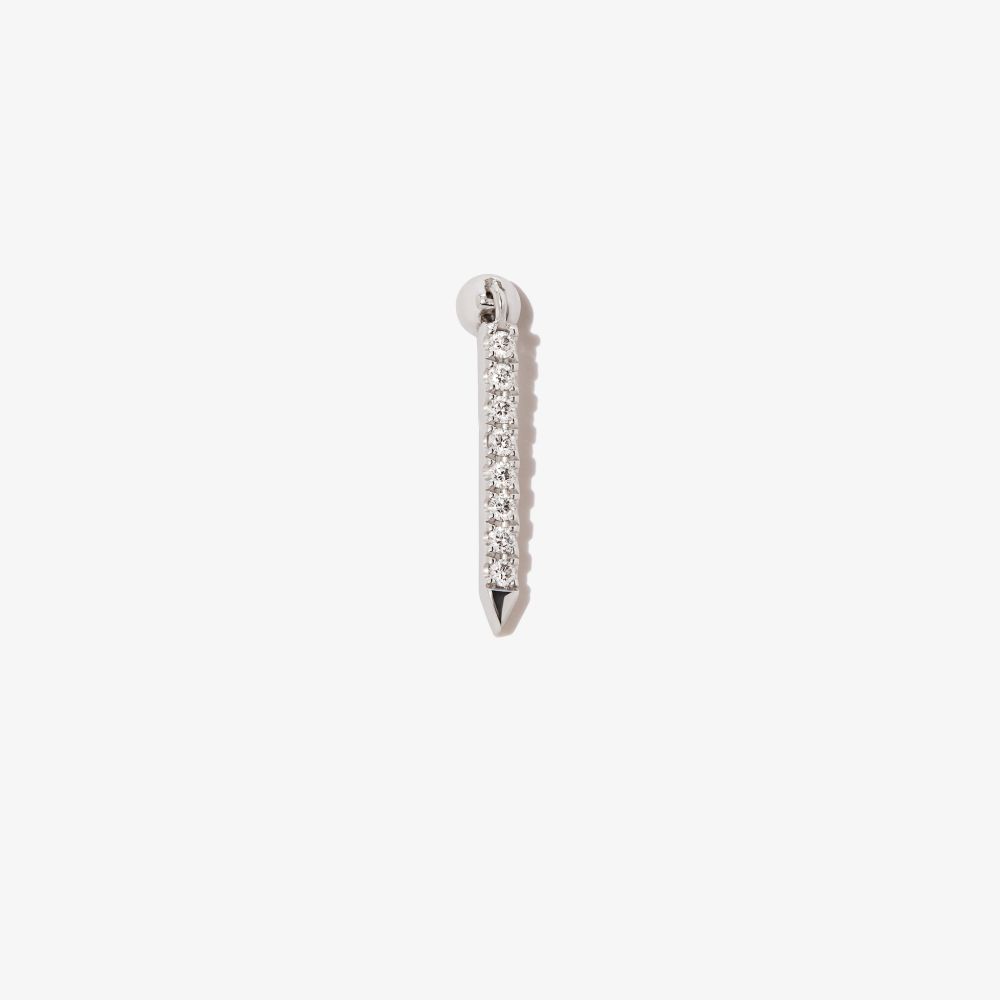 Maria Tash 18kt White Gold Eternity Bar Diamond Single Earring In Silver