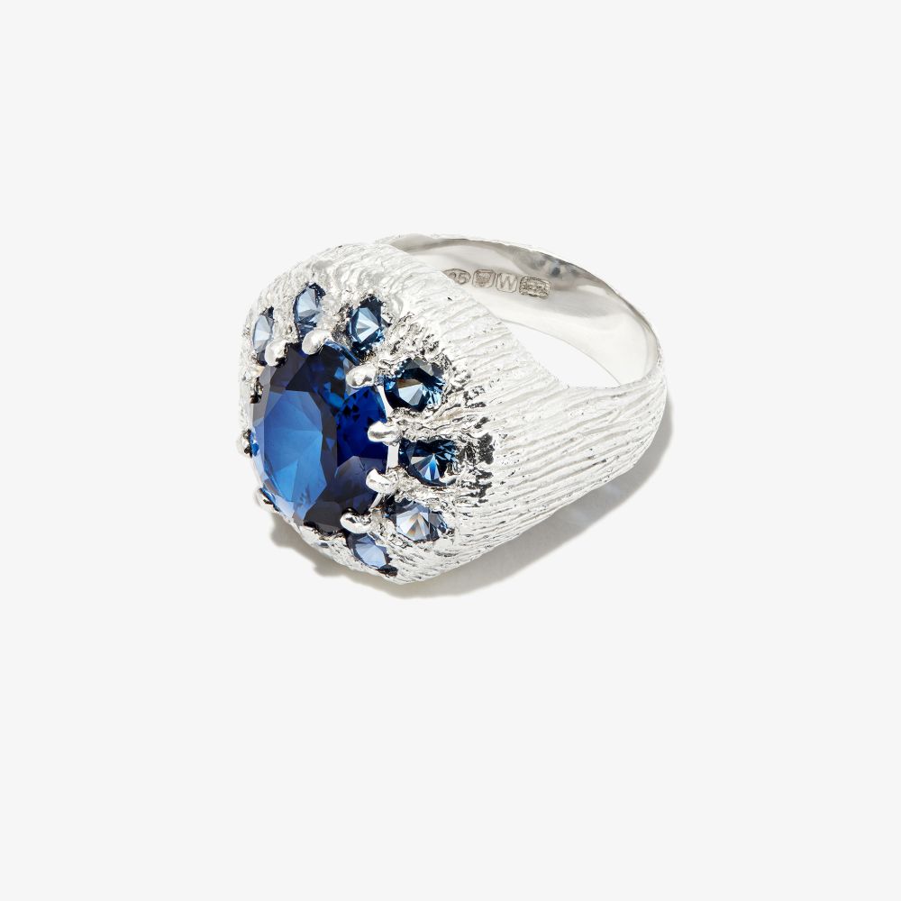 Bleue Burnham Sterling Silver The Burnham Sapphire Signet Ring In Silver