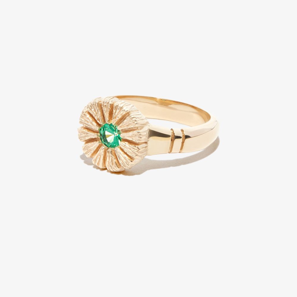 Bleue Burnham 9k Yellow Gold Flower Press Sapphire Ring In Gold