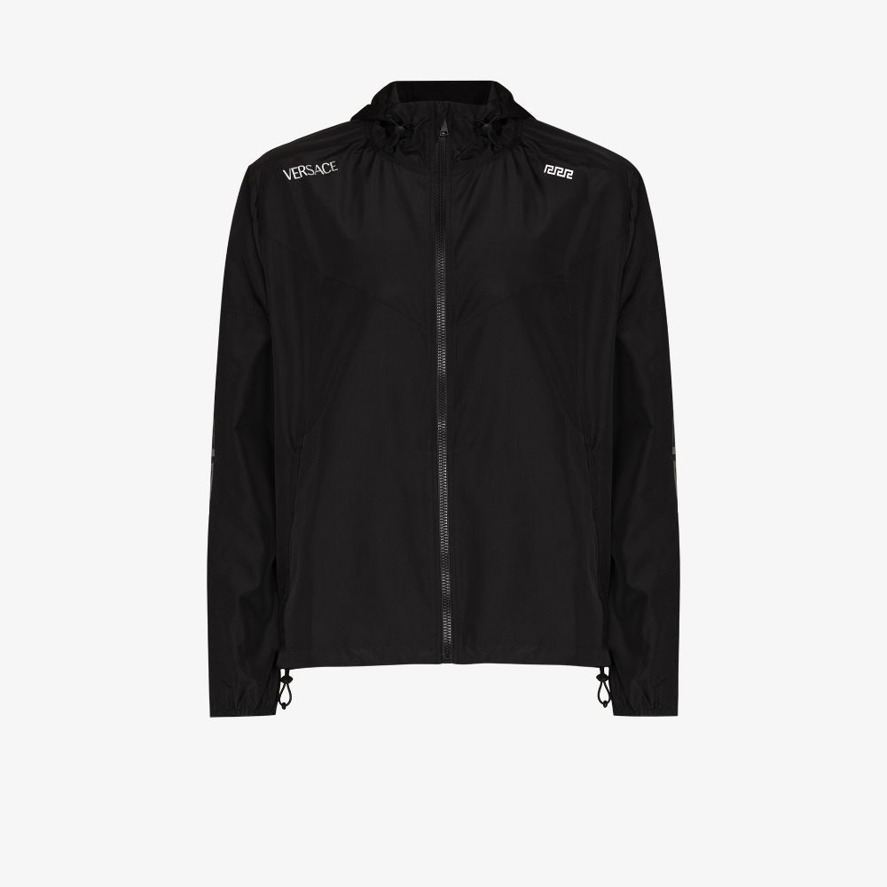 Versace Greca Logo Print Jacket In Black