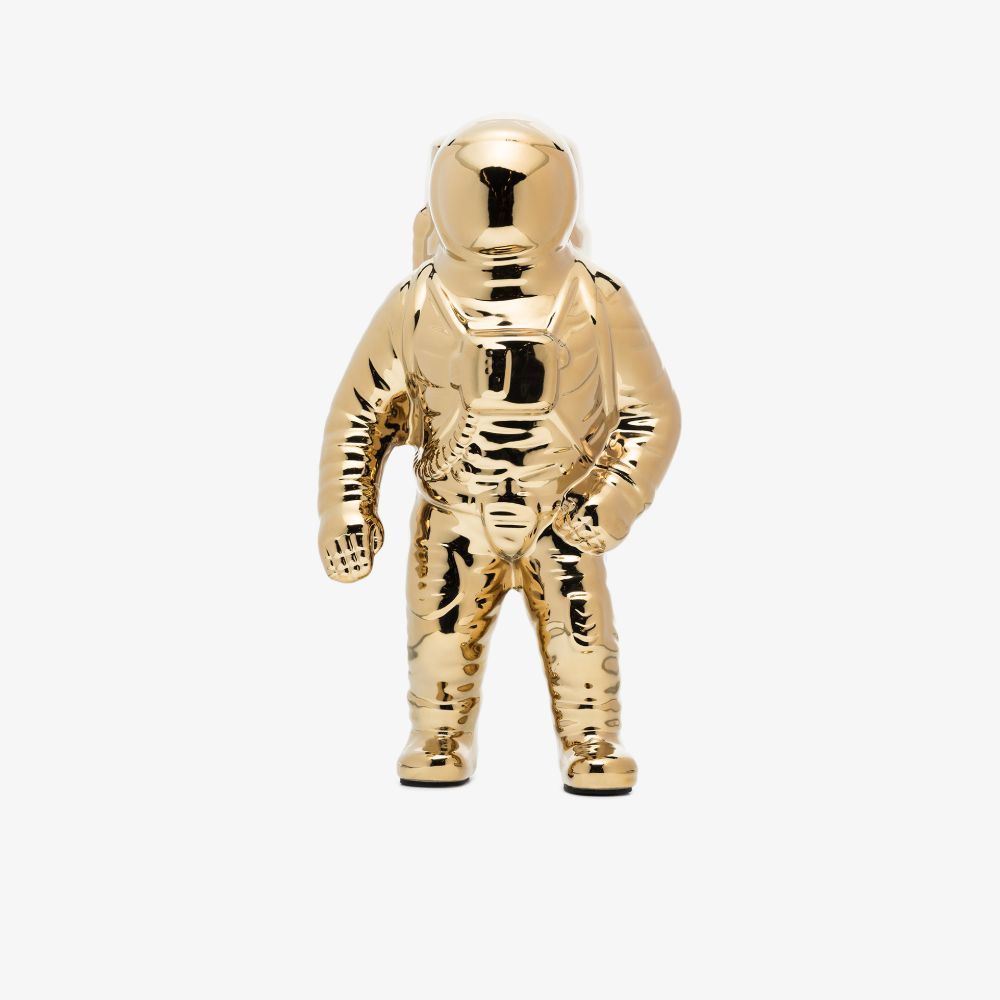Seletti Gold Tone Starman Porcelain Bud Vase In Gold